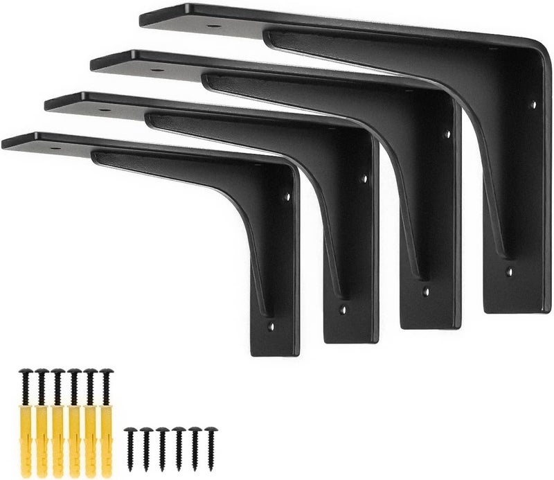 Firmetal 6"x 4"Shelf Bracket ,L Shelf Brackets,max Load 300lbs, Premium Alloy Metal Heavy Duty Shelf Bracket, high Strength Mounting Hardware Included, countertop Support, Pack of 4. (6 INCH x4 INCH) - Image 1